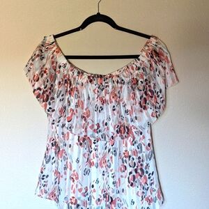WHBM On or Off Shoulder Patterned Top Size 10